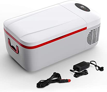 Portable Car Refrigerator, 13 Quarts / 12L Car Freezer Fridge Cooler with 12/24V DC & 110V AC, 12 Volt Electric Refrigerator for Car Home RV Camping Travel Room Boat Truckers Outdoors (-4℉ to 50℉)