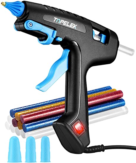 Hot Glue Gun, TOPELEK 100W Full-Size Glue Gun with 12PCS Glue Sticks, Fast Heat-up Hot Melt Glue Gun for Industrial Uses, Home DIY Crafts