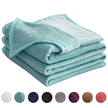 LIANLAM Queen Size Fleece Blanket Lightweight Super Soft and All Season Warm Fuzzy Plush Cozy Luxury Bed Blankets Microfiber (Turquoise, 90"x90")