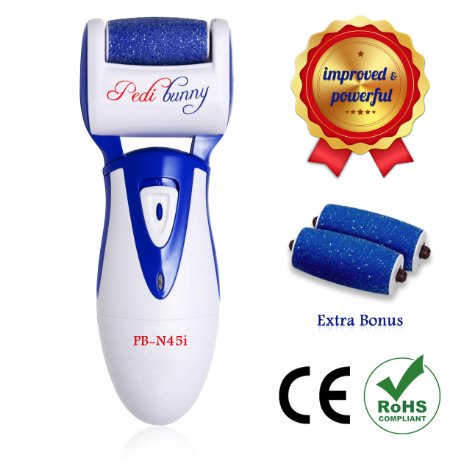 Rechargeable Electric Callus Remover-Foot File for Scrubbing Feet,Micro-Pedi Foot Care Tool-Effectively Buffs Away Dead, Hard Skin, Dry Callused Feet and Cracked Heels-3 Pumice Stone Rollers Included