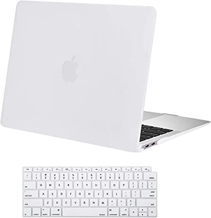 MOSISO Compatible with MacBook Air 13 inch Case 2022 2021 2020 2019 2018 Release A2337 M1 A2179 A1932 Retina Display with Touch ID, Plastic Hard Shell Case & Keyboard Cover Skin, White