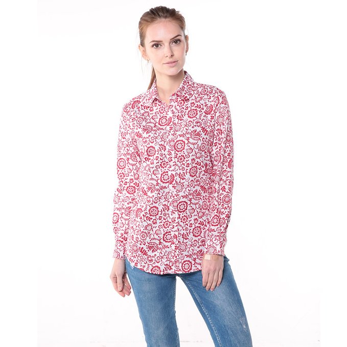 Dioufond Women's Floral Button Down Long Sleeve Shirt Vintage Casual Blouse