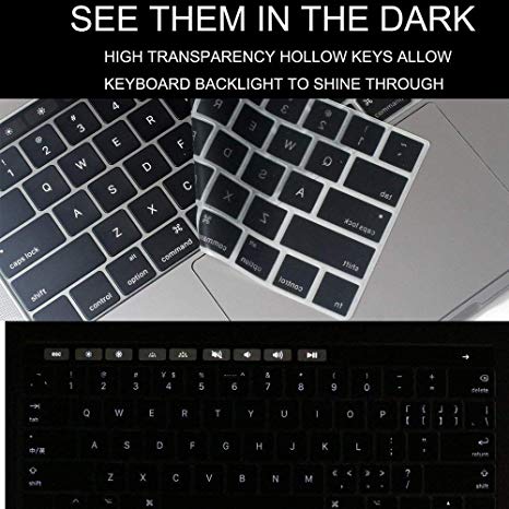 Oaky Keyboard Protector Skin with Back Light for MacBook Pro 15 Inch 2018-17 (Silicone Black)