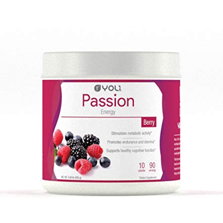 Yoli Passion Energy Drink - Sugar Free - Sweetwened with Stevia - Long Lasting Healthy Energy Without Jitters (Canister, Berry)