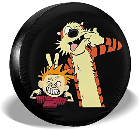 Fulu Calvin and Hobbes Spare Tire Cover Waterproof and Dustproof Tire Protection 14-17 (in)