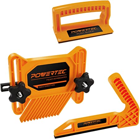 POWERTEC 71551V Safety Kit - Featherboard, Push Block and Push Stick, 3 PK