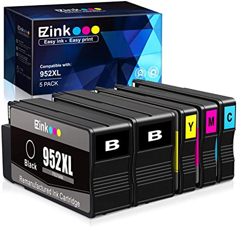 E-Z Ink (TM) Remanufactured Ink Cartridges Replacement for HP 952 XL 952XL High Yield to use with OfficeJet Pro 8710 8720 7740 8740 7720-New Upgraded Chips (2 Black,1 Cyan,1 Magenta,1 Yellow, 5 Pack)