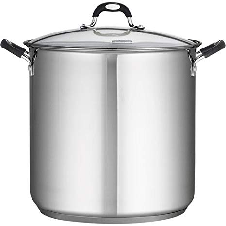 Tramontina 18/10 Stainless Steel 22-Quart Stockpot Covered with Clear Glass Lid, Silver