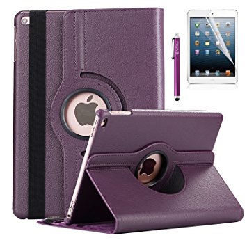 New iPad 2017 Case - AiSMei Rotating Stand Case Cover with Auto Sleep Wake for Apple 9.7 inch New iPad 2017 [A1822, A1823], Also Fits iPad Air 2013 [A1474,A1475,A1476] - Purple