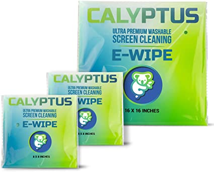 Calyptus Screen Cleaner Cloths | High Tech Microfiber Screen Cleaning Electronic Wipes | Safe for Cleaning Television, Digital Screen, Smart Phone, Laptop, Tablet | 16 x 16 and Two 8 x 8 Inch E-Wipes