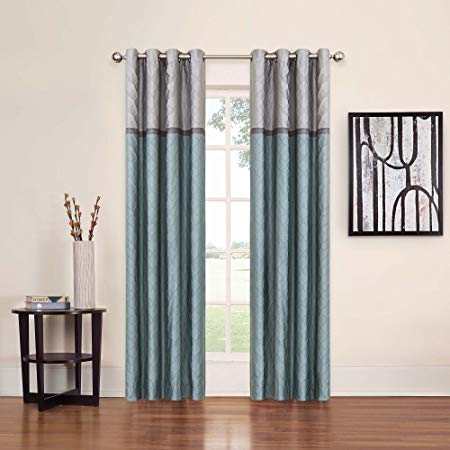 ECLIPSE 52" x 63" Window Treatment Thermal Insulated Single Panel Grommet Top Darkening Curtains for Living Room, Blue