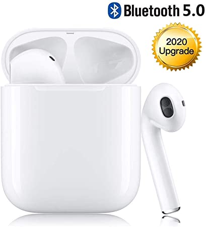 WKING-7 Bluetooth Headphones, Bluetooth 5.0 Wireless Earbuds, Noise Canceling IPX5 Waterproof Sports Headset, Pop-ups Auto Pairing with Mini Charging Case, Built-in Mic, for Android iPhone Airpods