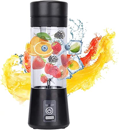 Farberware Mini Blender Fruit Mixer Machine Portable Electric Juicer grinder Cup 380ML Personal Blender Smoothie Maker USB Rechargeable Fruit Juice Extractor and Mixer for Home (Multicolour)