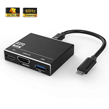 USB C to HDMI Multiport Adapter LoHi USB 3.1 Gen 2 Thumderbolt 3 to HDMI 4K 60HZ Video Converter/USB 3.0 Hub Port PD Quick Charging Port with Large Projection for MacBook/MacBook Pro 2015/16/17/18