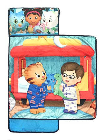 PBS Kids Daniel Tiger Let's Make Believe Kids'/Toddler/Children’s Nap Mat with Built in Pillow and Blanket