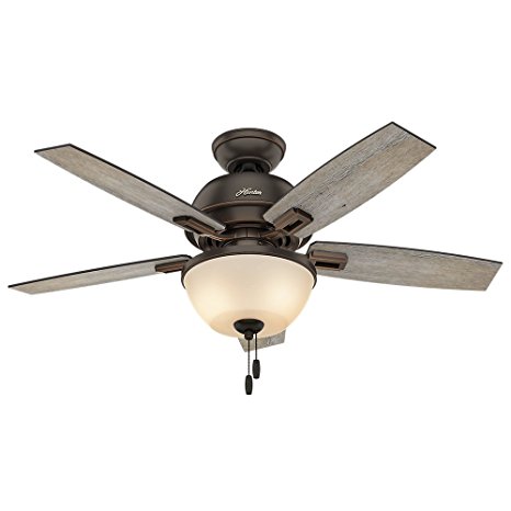 Hunter 52225 Casual Donegan Bowl Light Onyx Bengal Ceiling Fan With Light, 44"