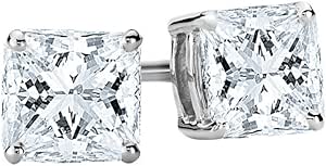 0.5-5 IGI Certified LAB-GROWN Princess Cut Diamond Earrings 4 Prong Screw Back Ultra Premium Collection (E-F Color, SI1-SI2 Clarity)…