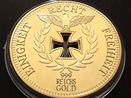 1 oz. German Empire .999 Reichs Gold Plated 1888 Iron Cross Eagle Commemorative Coin