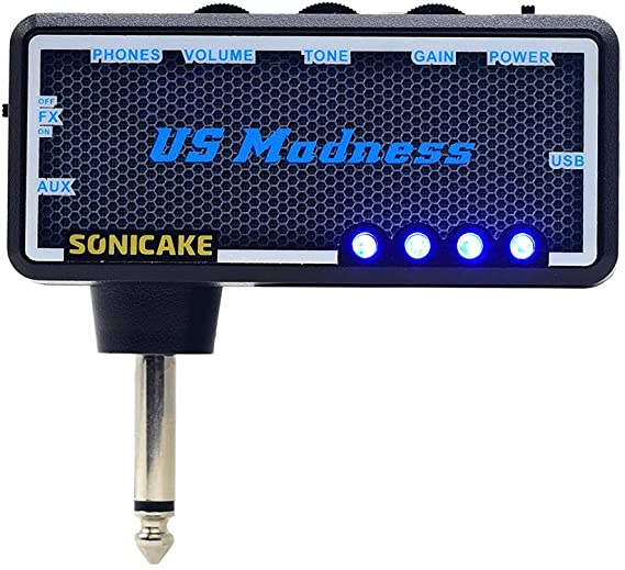 SONICAKE Guitar Bass Headphone Amp Mini Headphone Amplifier US Madness Rechargeable Pocket Chorus Effects