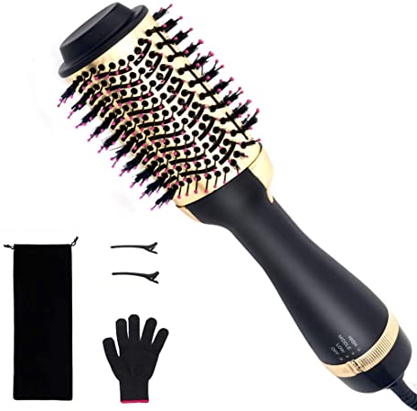 Hot Air Brush, Neecci Hair Dryer Brush One Step Hair Dryer and Volumizer Blow Dryer Curling Straightening Comb with Anti-Scald Negative Ion,Fast Drying, Reducing Frizz and Static for All Hair Types