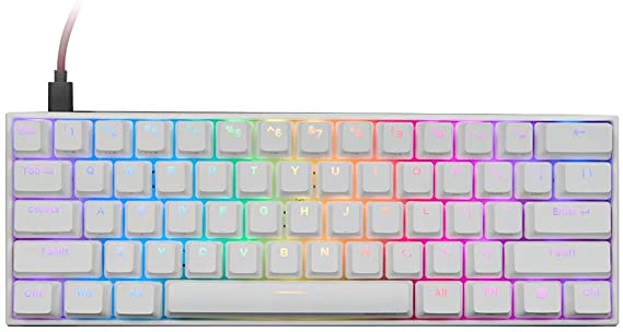 EPOMAKER Anne Pro2 60% Bluetooth Mechanical Keyboard with RGB Backlit PBT Keycaps NKRO Programmable (Cherry Red Switch, White)