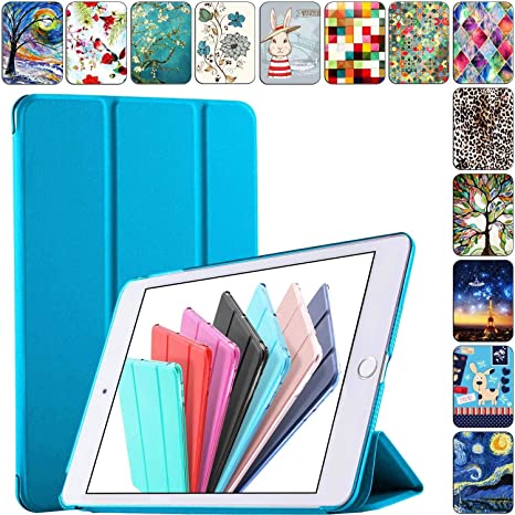 DuraSafe Cases for iPad Air 2 2014-9.7" A1567 A1566 Smart Tri Fold Cover with Translucent Back - Blue