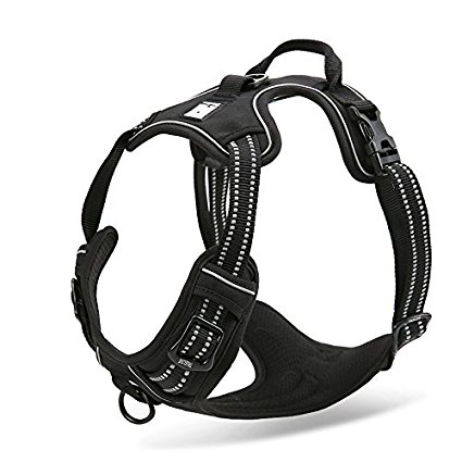 Chai’s Choice Best Front Range Dog Harness. 3M Reflective Outdoor Adventure Pet Vest with Handle and Two Leash Attachments. *Caution* Please Use Sizing Chart in Images at Left for Best Fit *Matching Chai's Choice Front Range Leash Now Available!