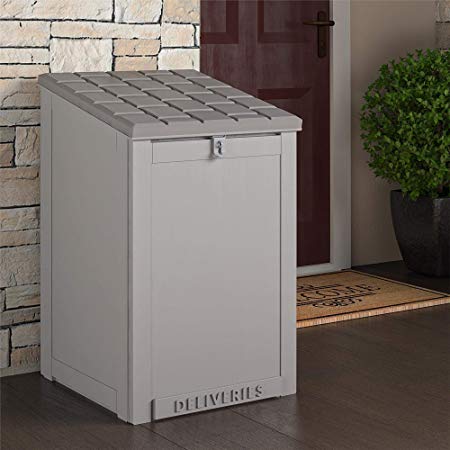 Cosco Outdoor Living BoxGuard, Large Lockable Package Delivery and Storage Box, 6.3 Cubic feet, Light Gray