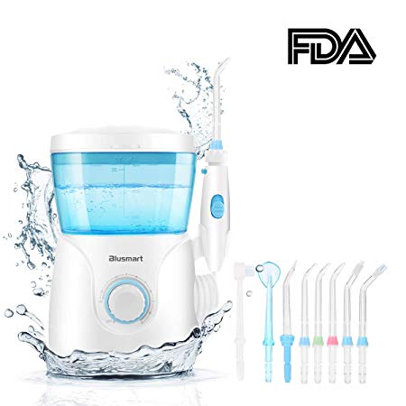 Blusmart Water Flosser for Teeth Countertop Dental Water Flossers 600ml Power Flossing Oral Irrigator 10 Pressure Settings for Family Use, 8 Multifunctional Jet Tips 30-125psi (FDA Approved)