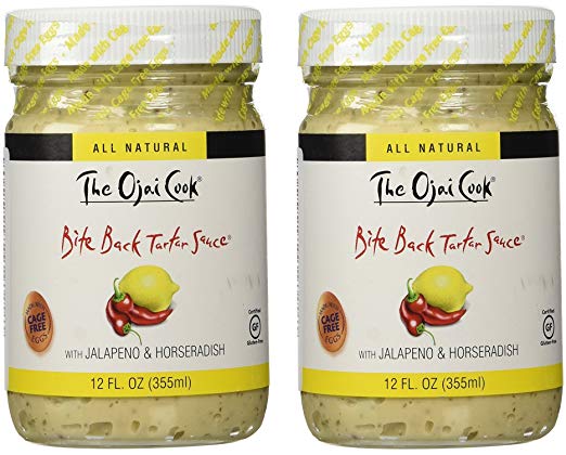 The Ojai Cook Bite Back Tartar Sauce - Organic, Spicy Flavored Mayonnaise Made with Cage-Free Eggs, Jalapeno and Horseradish - 12 fl oz (Pack of 2)