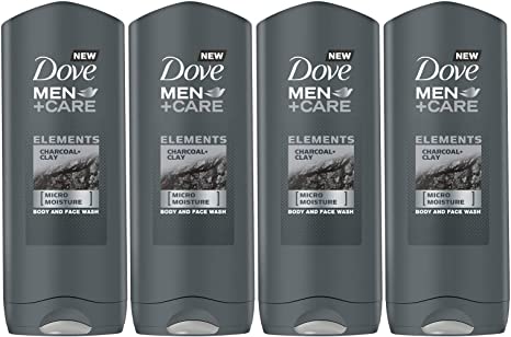 Dove Men Care Elements Body Wash, Charcoal and Clay, 13.5 Ounce / 400 Ml (Pack of 4) Imported Version