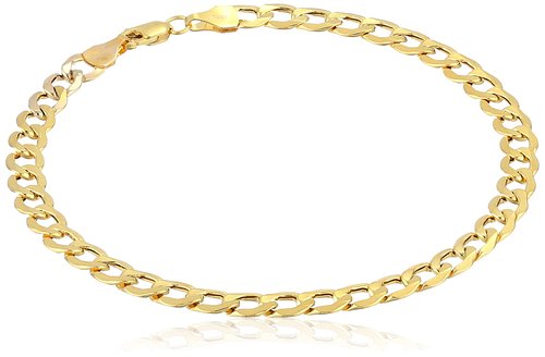 Men's 10k Yellow Gold 5mm Curb Link Bracelet, 8"