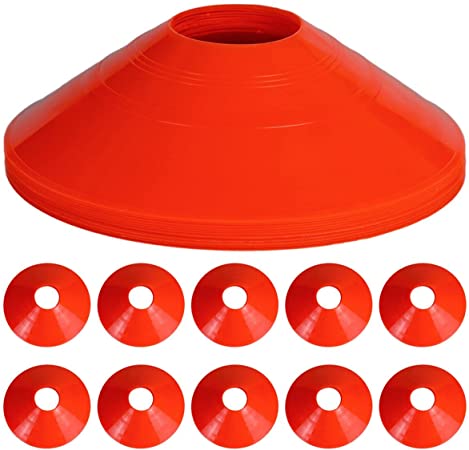 TIANOR Orange Playing Field Cones Sport Disc Cones Sets (Orange, 10 Pack) Durable Agility Soccer Cones Sports Equipment for Fitness Training
