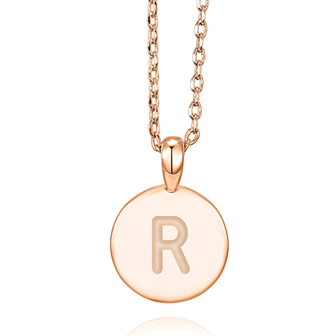 PAVOI 14K Rose Gold Plated Initial Alphabet Pendant Necklace Personalized Gifts for Women