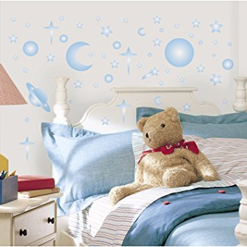 RoomMates RMK1141SCS Celestial Glow in the Dark Peel & Stick Wall Decals, 258 Count