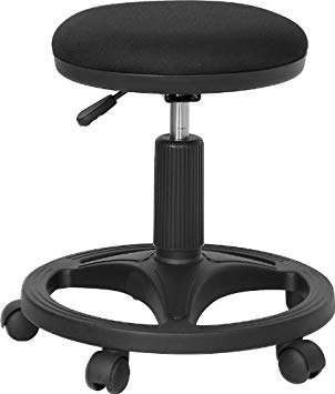 Flash Furniture WL-905DG-GG Black Ergonomic Stool with Foot Ring