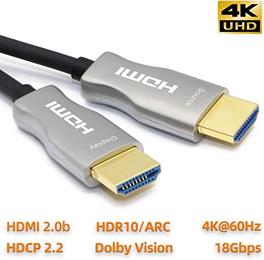 MavisLink Fiber Optic HDMI Cable 50ft 4K 60Hz HDMI 2.0 Cable 18Gbps HDMI Cord Support ARC HDR HDCP2.2 3D Dolby Vision for Blu-ray/TV Box/HDTV / 4K Projector/Home Theater