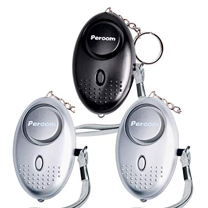 Safesound Personal Alarm Keychain, 140db Emergency Self-Defense Security Alarms for Women, Kids, Girls, Self Defense Electronic Device (3 Pack, Silver & Black)