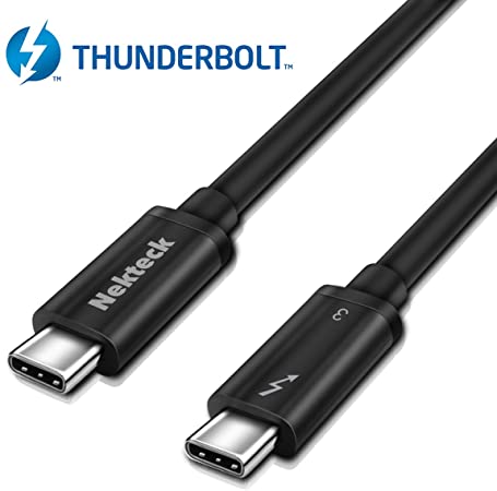 Nekteck Thunderbolt 3 Cable, 100W 40Gpbs Thunderbolt 3 Certified USB C Cable Compatible with New MacBook Pro, ThinkPad Yoga, Alienware 17 and More,6.6ft (6ft/20Gbps)