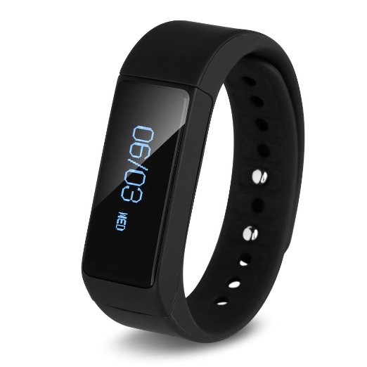 Smart Bracelet, Ronkoen I5  Smart Bluetooth Sports Bracelet Wireless Fitness Pedometer Tracker Activity Tracker with Monitoring Calories Track Steps Counter Sleep for Sports Fitness-Black