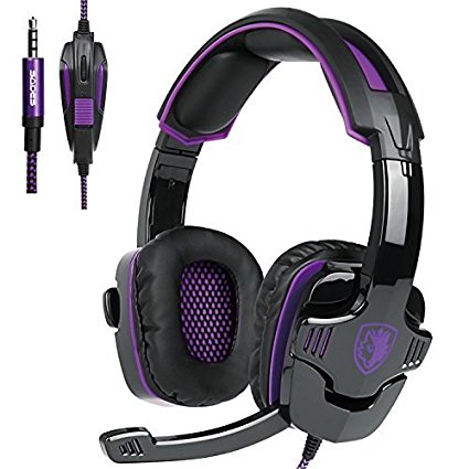 [2016 New Updated Gaming Headset]SADES SA930 3.5mm wired Gaming Headset with Microphone,Noise Isolating Volume Control for Pc/Mac/Ps4/Phone(purple)