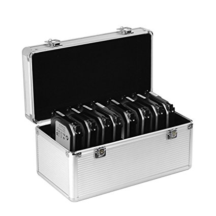 Hard Drive Case Box Suitcase - GLOTRENDS B86 Hard Drive Box with up to 8 Bays for 3.5 inch and 6 Bays for 2.5 inch SATA HDD/SSD Hard Drive Aluminum and EVA Material Silver