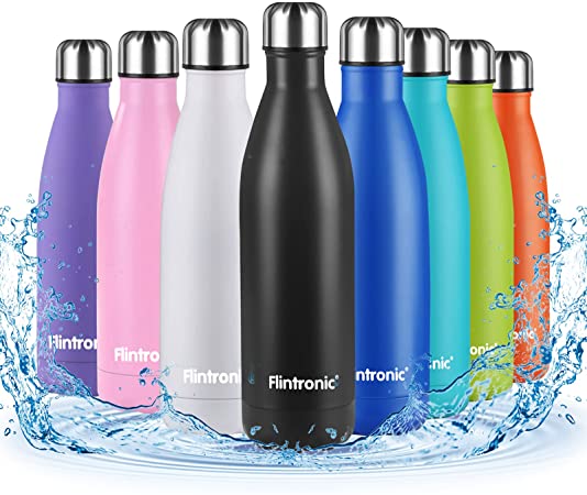 flintronic Portatile Borraccia, 500ML Termica Bottiglia Acciaio Inox Bottiglia Acqua d'Acqua Sportive Coppa da Viaggio con Spazzola per Scuola, All'aperto, Yoga, Palestra (Mantenere Caldo/Freddo)