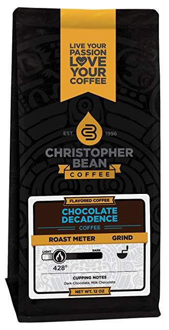 Christopher Bean Coffee Flavored Whole Bean Coffee, Chocolate Decadence, 12 Ounce
