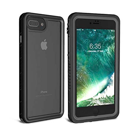 TRONOE iPhone 7 Plus/8 Plus Waterproof Case, Clear Back Upgraded Extreme Durable with Built-in Screen Drop Resistance Fully Sealed Shock Dirt Snow Proof Cover Case for iPhone 7 Plus/8 Plus.
