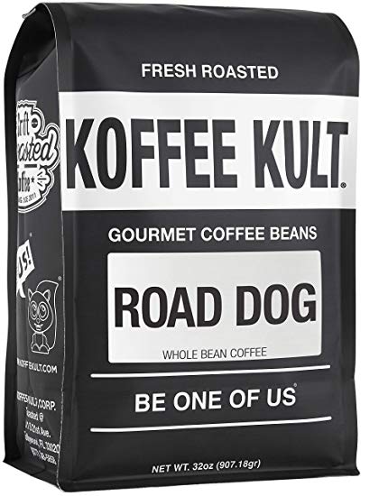 Dark Roast, Whole Bean Colombian Coffee - Koffee Kult’s Award-Winning “Road Dog” Blend - 32 oz Full Body Arabica Coffee Beans - Rich, Sweet, Cocoa Finish - Fresh Roasted and Hand-Crafted by Artisans