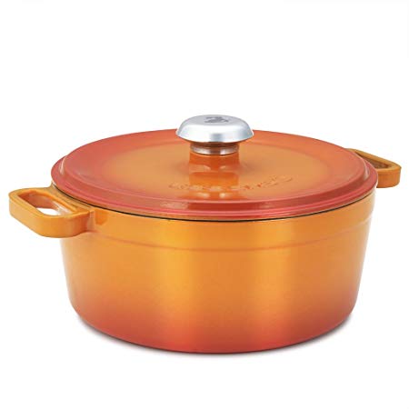 Essenso Chambery 3 Layer Enameled Orange Cast Iron Small Dutch Oven 3 qt