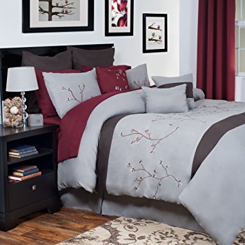 Lavish Home 13-Piece Grace Embroidered Comforter Set, Queen