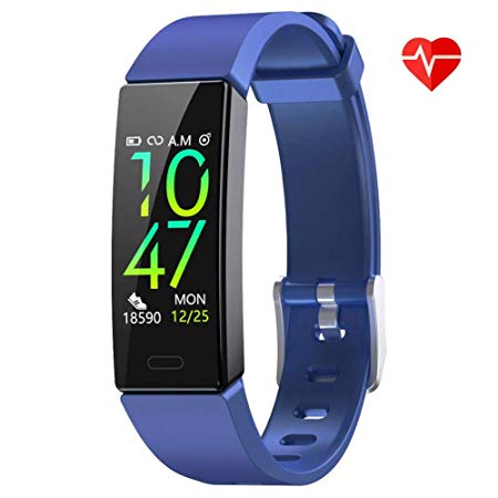 ZURURU Fitness Tracker with Blood Pressure HR Monitor and Step Counter, Waterproof Pedometer Watch for Walking and Running with Calorie Counter for Men and Women