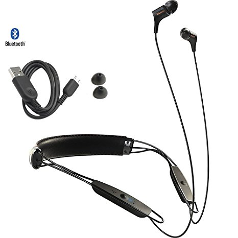 Klipsch R6 Neckband Earbuds with Bluetooth - Black Leather (1062796) - (Certified Refurbished)